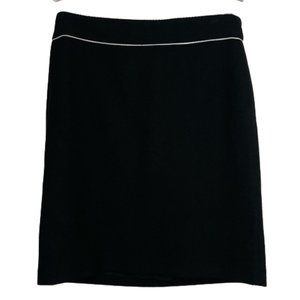 Dark Academia White House Black Market Black White Waffle Midi Pencil Skirt 6